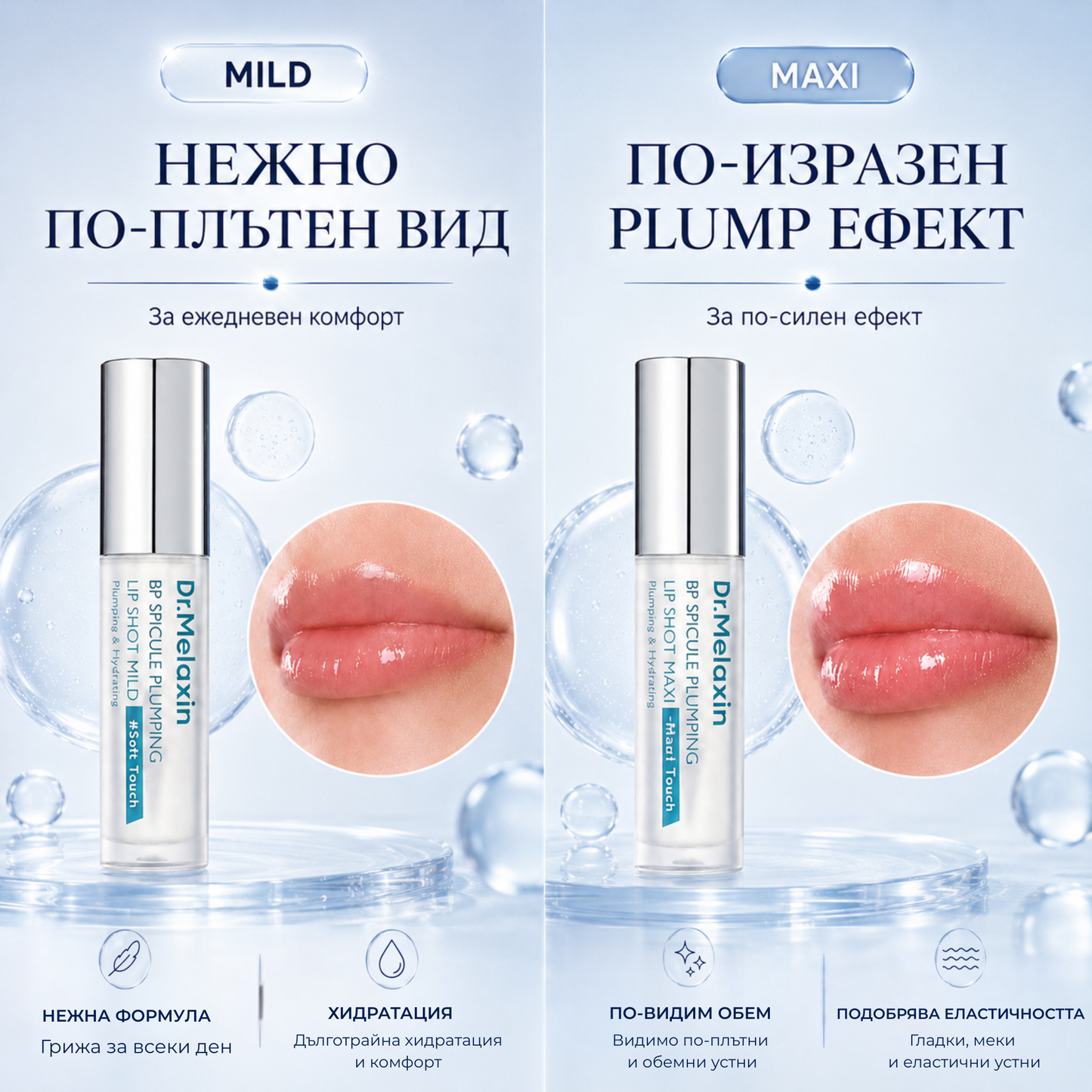 Dr. Melaxin Lip Shot уголемяващ гланц за устни със спикули
